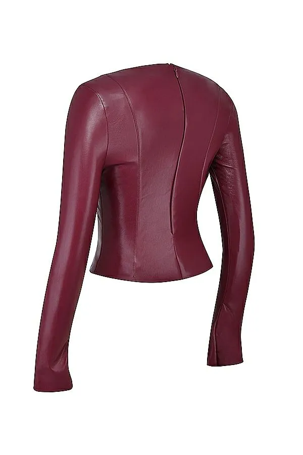 Women Mylah Wine Vegan Leather Top House Of CB Tops