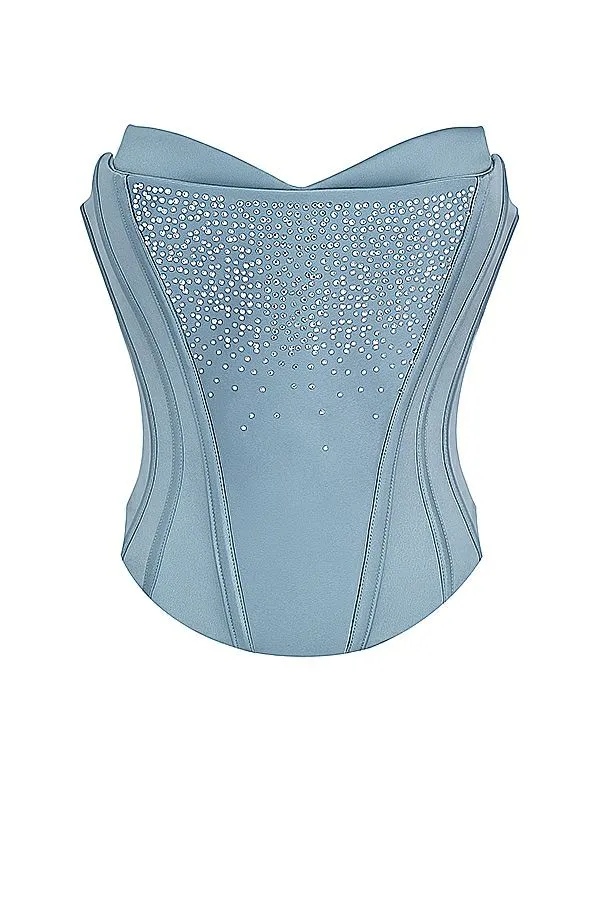 Women Nastassia Cool Blue Embellished Satin Corset House Of CB Corsets Women Nastassia Cool Blue Embellished Satin Corset House Of CB Corsets