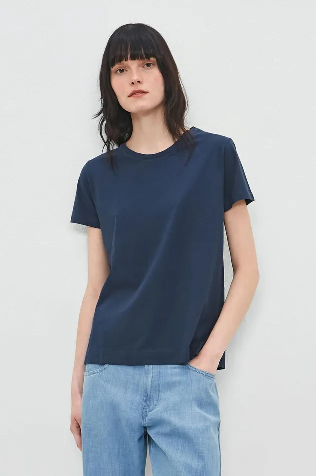 Women NAXOS 8211 Cotton Jersey Crew Neck Tshirt 8211 Blu Massimo Alba Tops