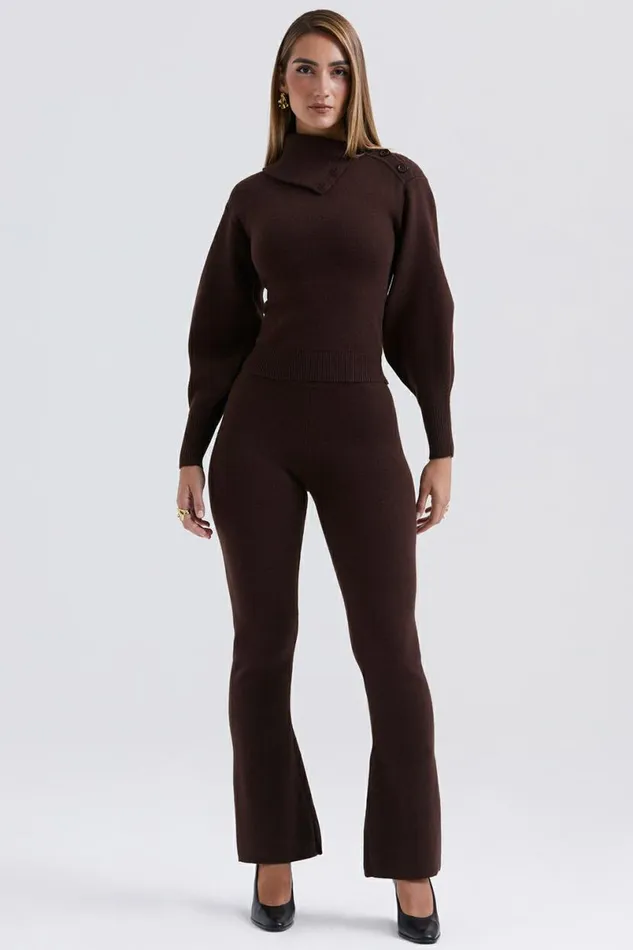 Women Nereida Chocolate Cashmere Blend Trousers House Of CB Bottoms Women Nereida Chocolate Cashmere Blend Trousers House Of CB Bottoms