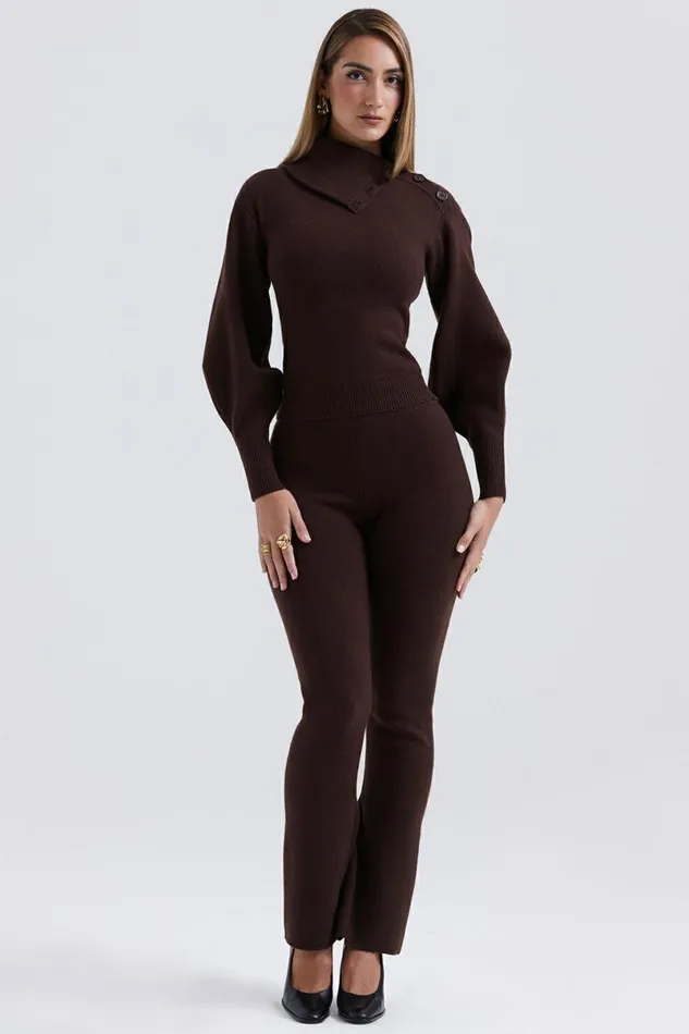 Women Nereida Chocolate Cashmere Blend Trousers House Of CB Bottoms Women Nereida Chocolate Cashmere Blend Trousers House Of CB Bottoms