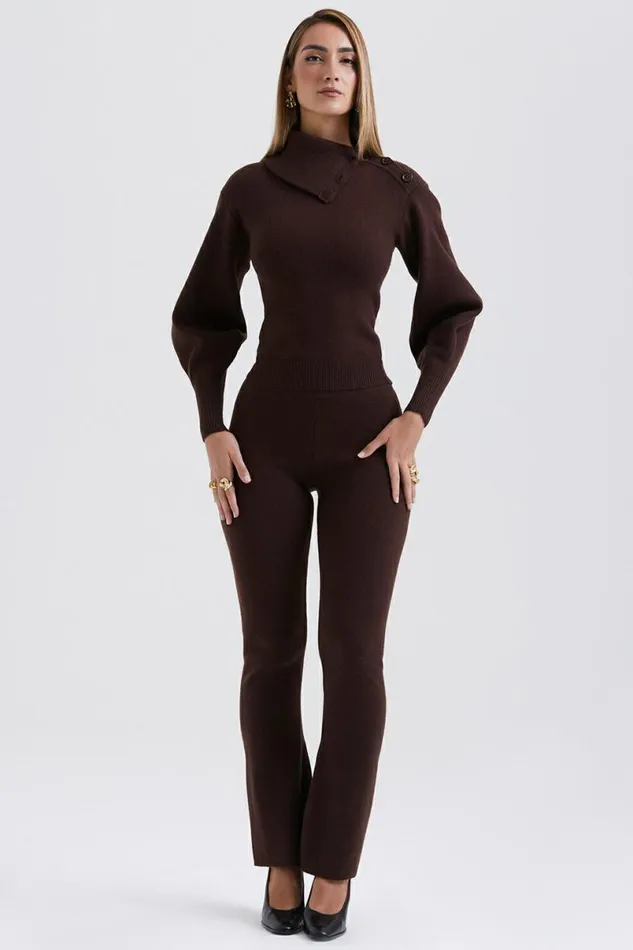 Women Nereida Chocolate Cashmere Blend Trousers House Of CB Bottoms Women Nereida Chocolate Cashmere Blend Trousers House Of CB Bottoms