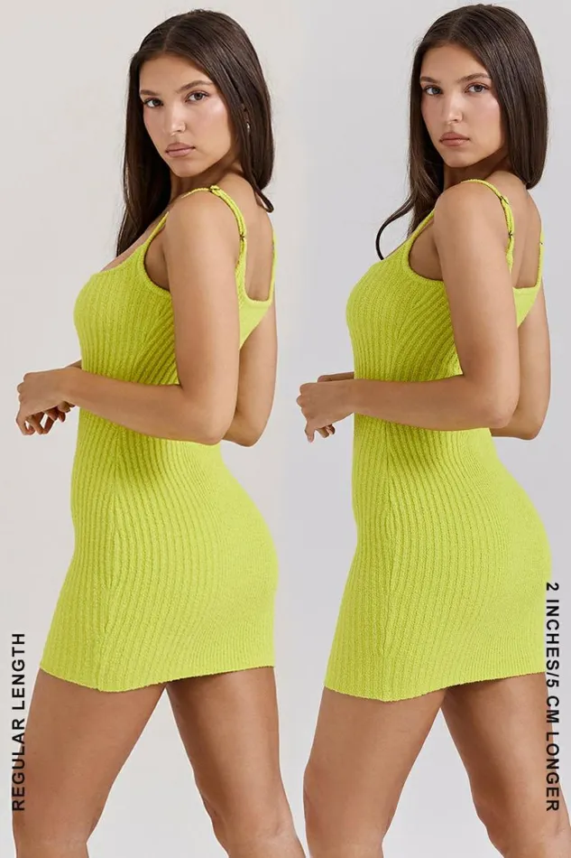 Women Neri Acid Lime Textured Cotton Knit Mini Dress House Of CB Dresses