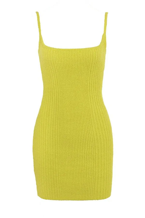 Women Neri Acid Lime Textured Cotton Knit Mini Dress House Of CB Dresses