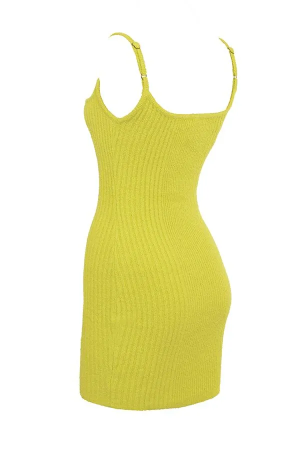Women Neri Acid Lime Textured Cotton Knit Mini Dress House Of CB Dresses