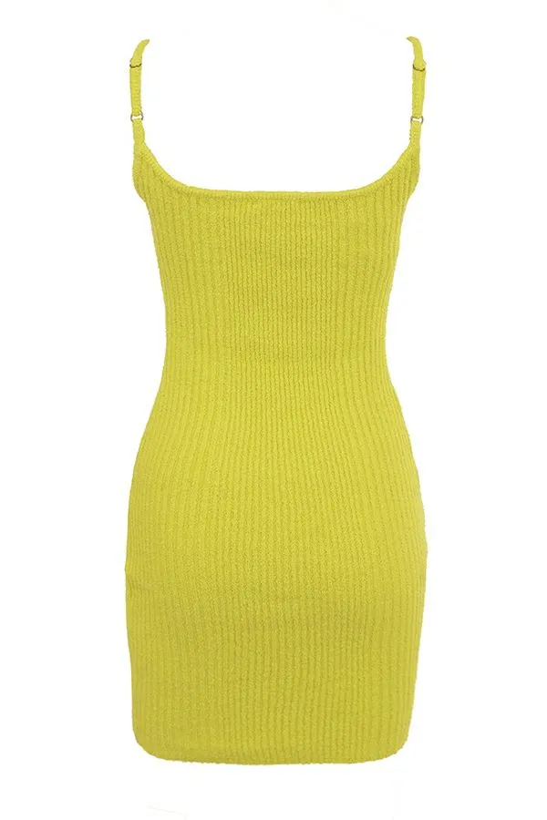 Women Neri Acid Lime Textured Cotton Knit Mini Dress House Of CB Dresses