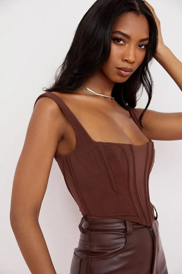 Women Ninetta Chocolate Mesh Corset House Of CB Corsets Women Ninetta Chocolate Mesh Corset House Of CB Corsets