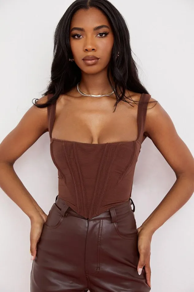 Women Ninetta Chocolate Mesh Corset House Of CB Corsets Women Ninetta Chocolate Mesh Corset House Of CB Corsets