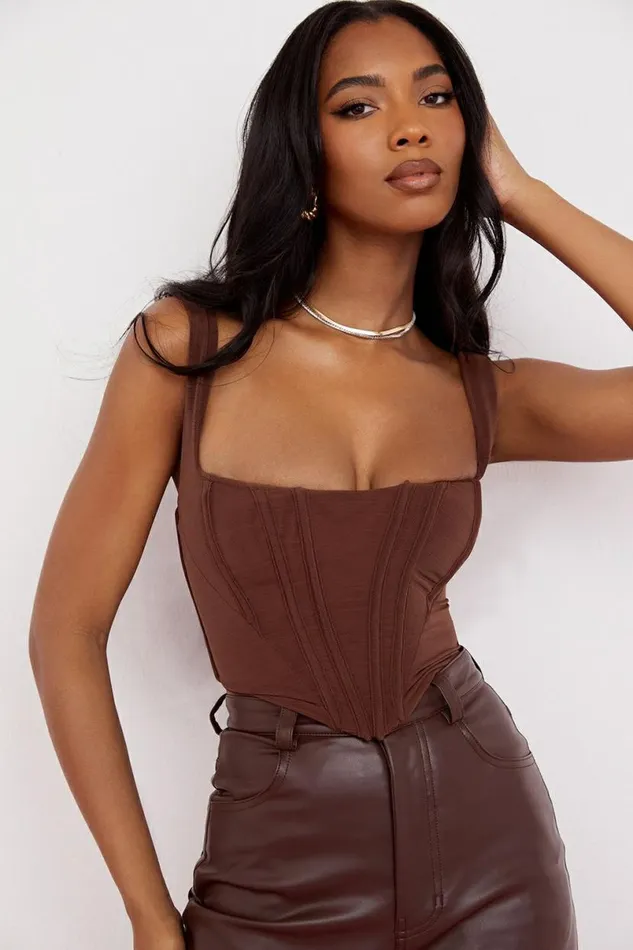 Women Ninetta Chocolate Mesh Corset House Of CB Corsets Women Ninetta Chocolate Mesh Corset House Of CB Corsets