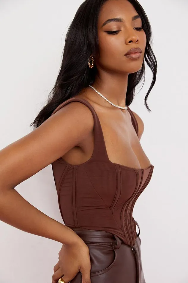 Women Ninetta Chocolate Mesh Corset House Of CB Corsets Women Ninetta Chocolate Mesh Corset House Of CB Corsets