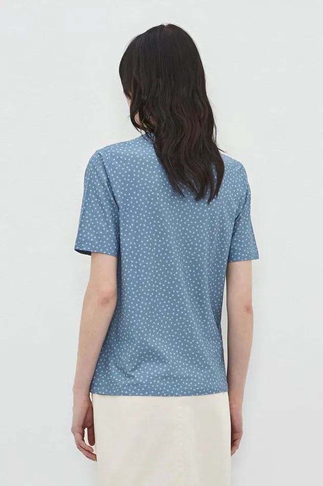 Women NIZZA 8211 Cotton Jersey Tshirt 8211 Misty Blue Massimo Alba Tops