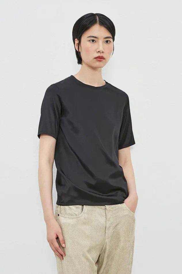 Women NIZZA 8211 Silk Tshirt 8211 Nero Massimo Alba Tops