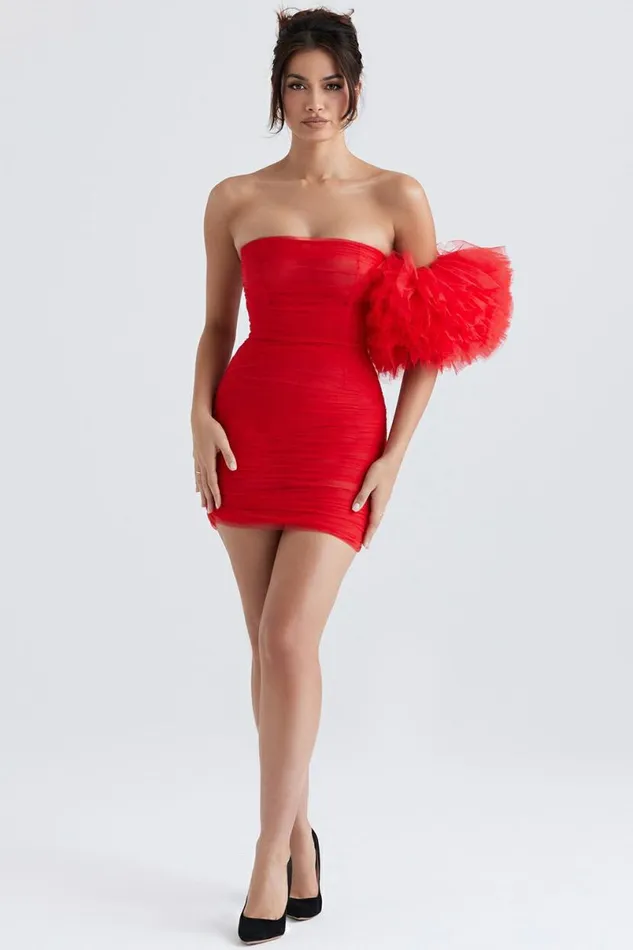 Women Noelle Scarlet Ruffle Sleeve Dress House Of CB Dresses Women Noelle Scarlet Ruffle Sleeve Dress House Of CB Dresses