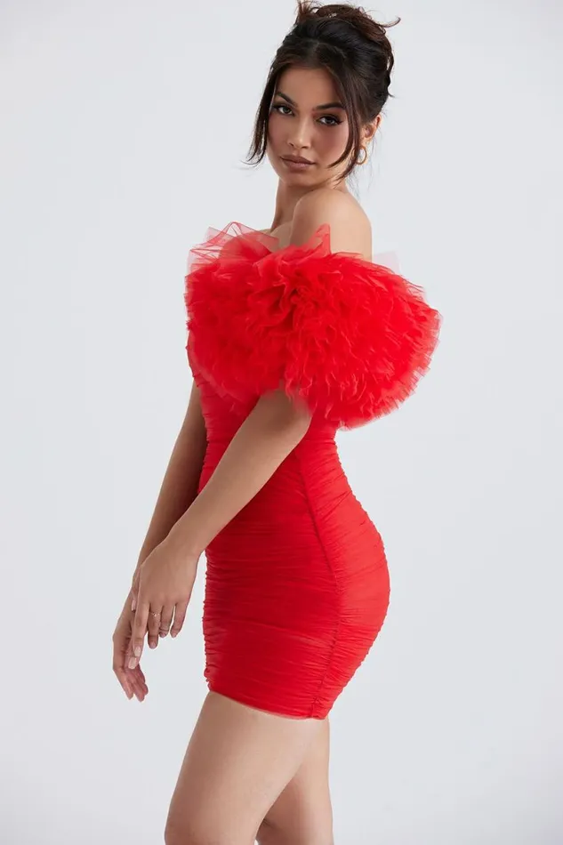 Women Noelle Scarlet Ruffle Sleeve Dress House Of CB Dresses Women Noelle Scarlet Ruffle Sleeve Dress House Of CB Dresses
