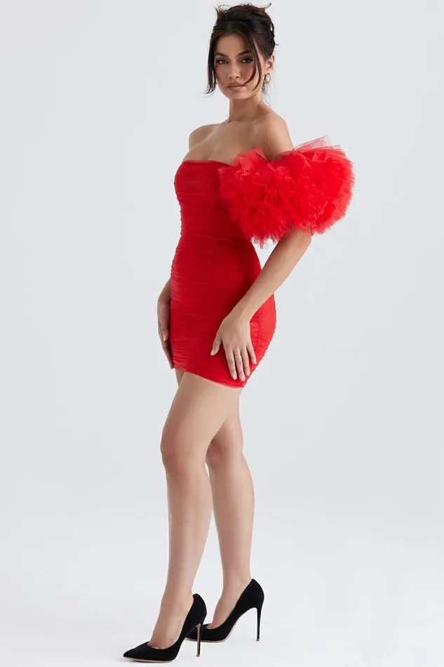 Women Noelle Scarlet Ruffle Sleeve Dress House Of CB Dresses Women Noelle Scarlet Ruffle Sleeve Dress House Of CB Dresses
