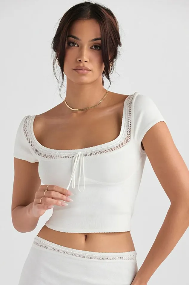 Women Nola Ivory Dainty Knit Top House Of CB Tops