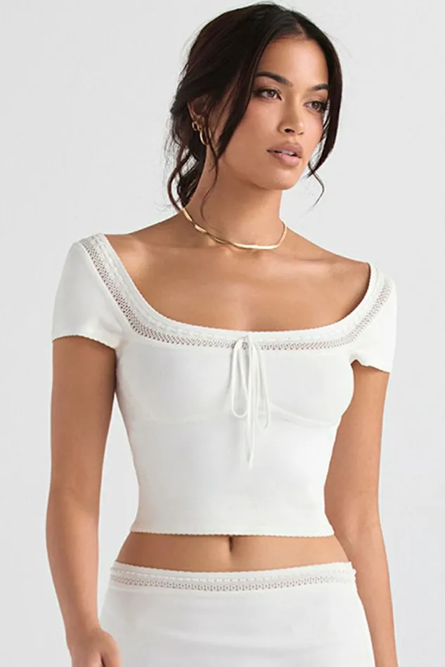 Women Nola Ivory Dainty Knit Top House Of CB Tops Women Nola Ivory Dainty Knit Top House Of CB Tops