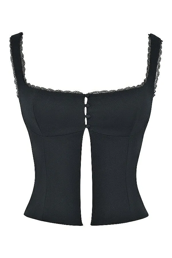 Women Noura Black Lace Trim Top House Of CB Tops