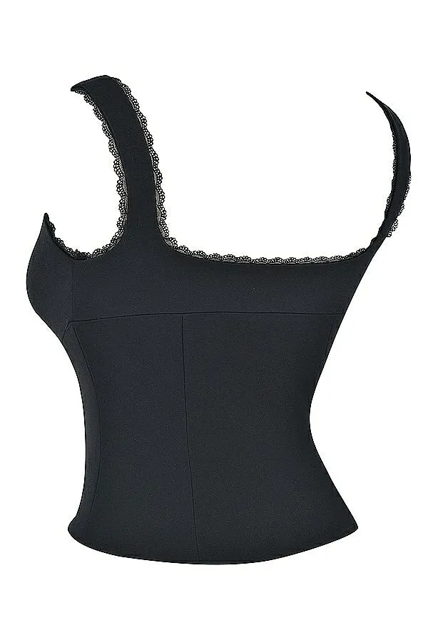 Women Noura Black Lace Trim Top House Of CB Tops