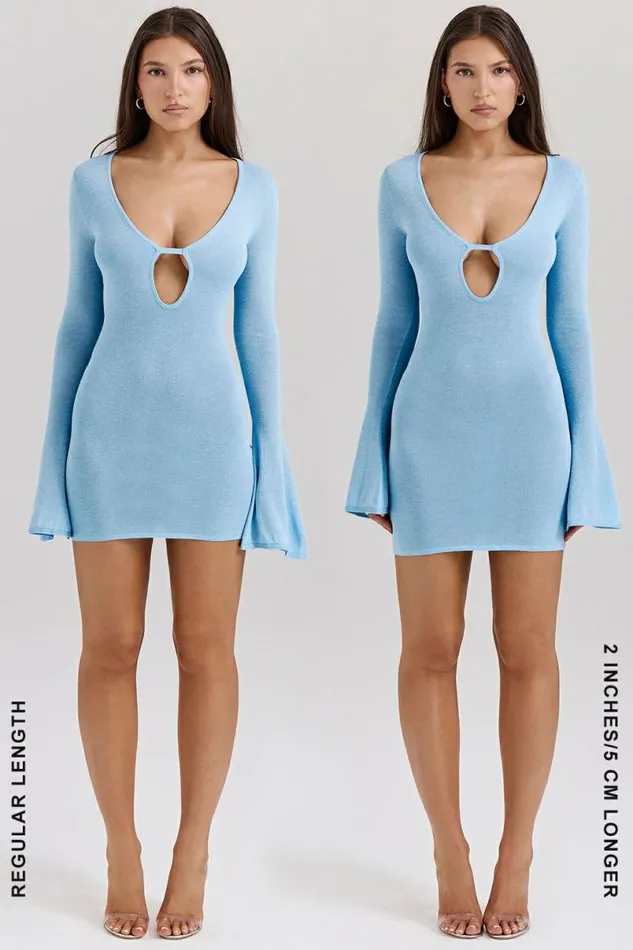 Women Noya Ocean Blue Knit Mini Dress House Of CB Dresses