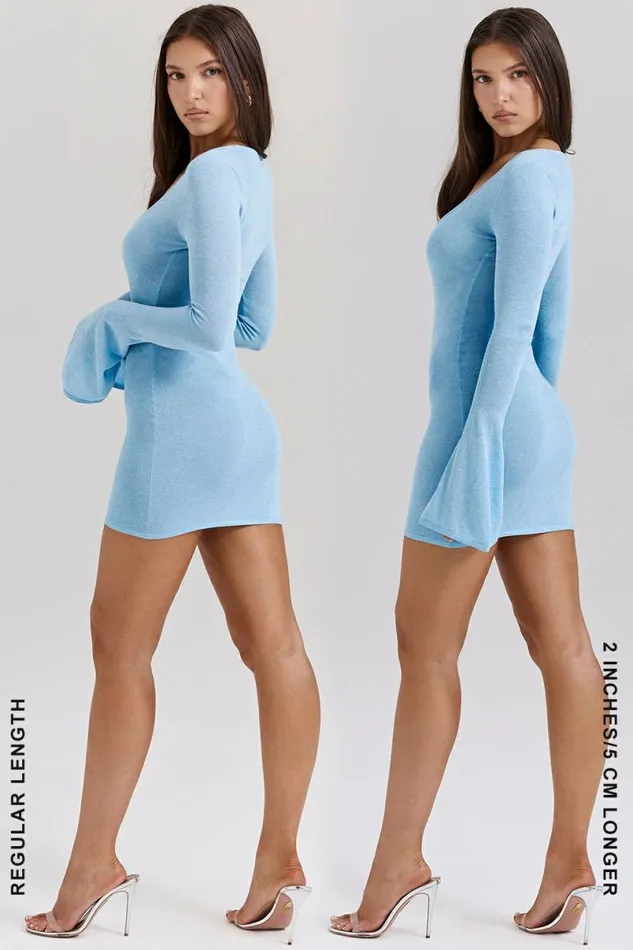 Women Noya Ocean Blue Knit Mini Dress House Of CB Dresses