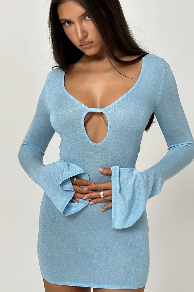 Women Noya Ocean Blue Knit Mini Dress House Of CB Dresses