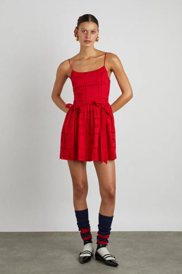Women Occasion Wear Damson Madder Penelope Mini 8211 Red Broderie