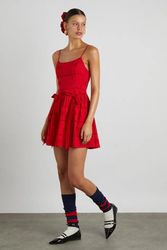 Women Occasion Wear Damson Madder Penelope Mini 8211 Red Broderie