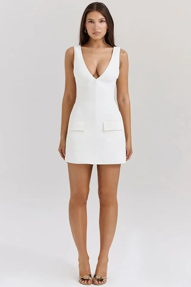 Women Olympia White Plunge Mini Dress House Of CB Dresses