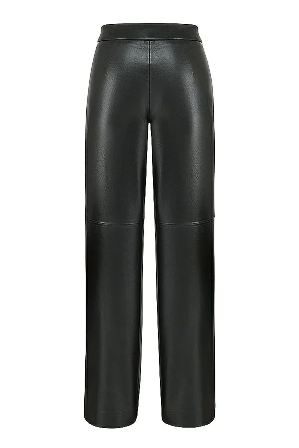 Women Omaira Black Vegan Leather Trousers House Of CB Bottoms