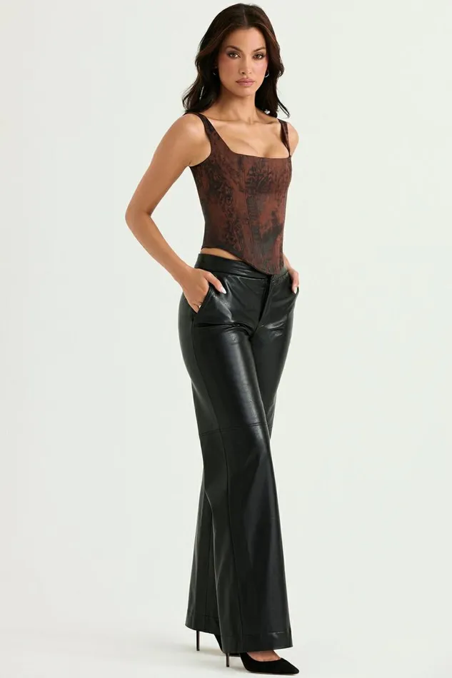 Women Omaira Black Vegan Leather Trousers House Of CB Bottoms