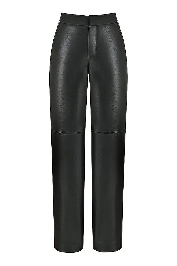 Women Omaira Black Vegan Leather Trousers House Of CB Bottoms