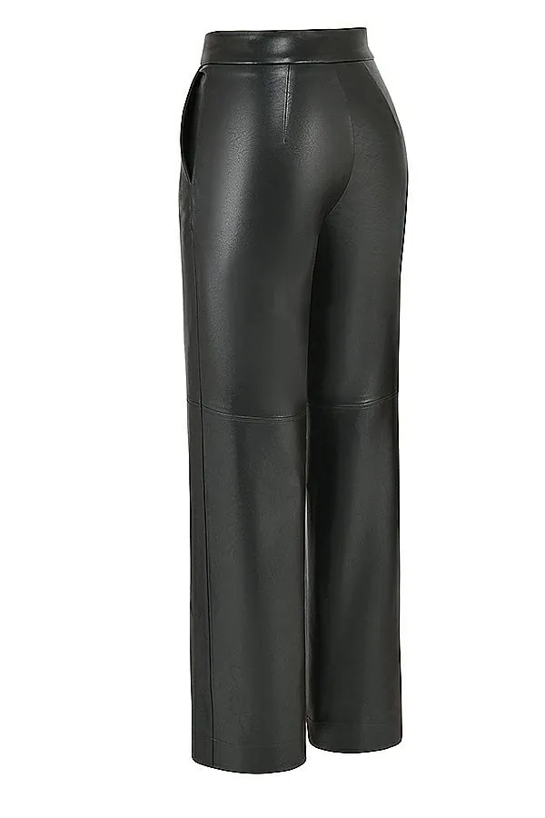 Women Omaira Black Vegan Leather Trousers House Of CB Bottoms