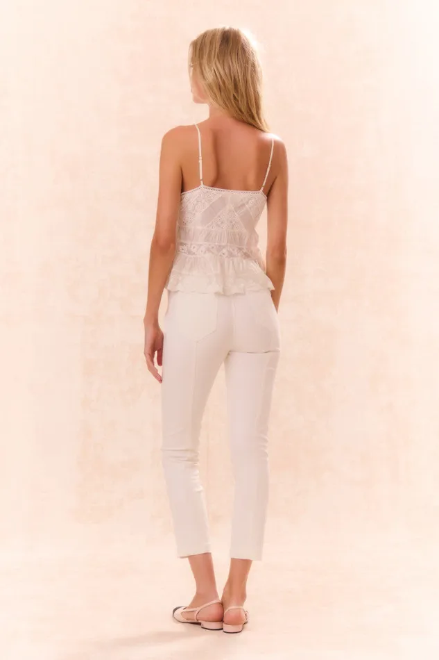 Women Pants and Shorts LoveShackFancy Doro Lace Up Bow Pants Cream