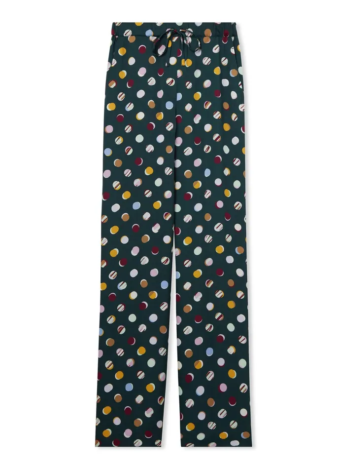 Women Pants St John Patchwork Polka Dot Pant Spruce Multi