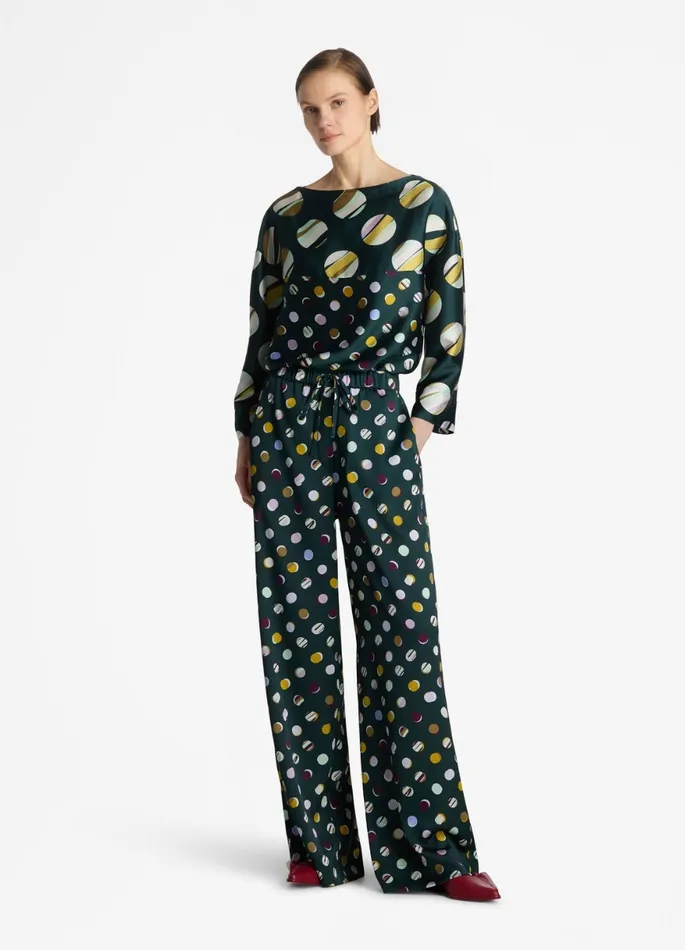 Women Pants St John Patchwork Polka Dot Pant Spruce Multi Women Pants St John Patchwork Polka Dot Pant Spruce Multi