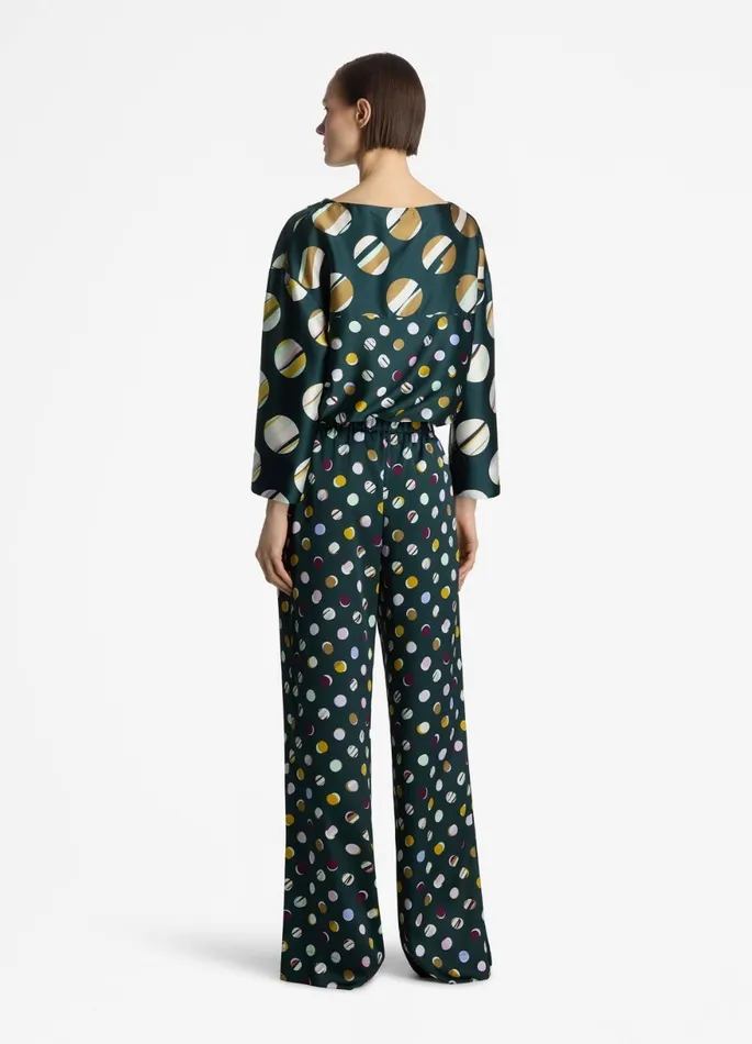 Women Pants St John Patchwork Polka Dot Pant Spruce Multi Women Pants St John Patchwork Polka Dot Pant Spruce Multi