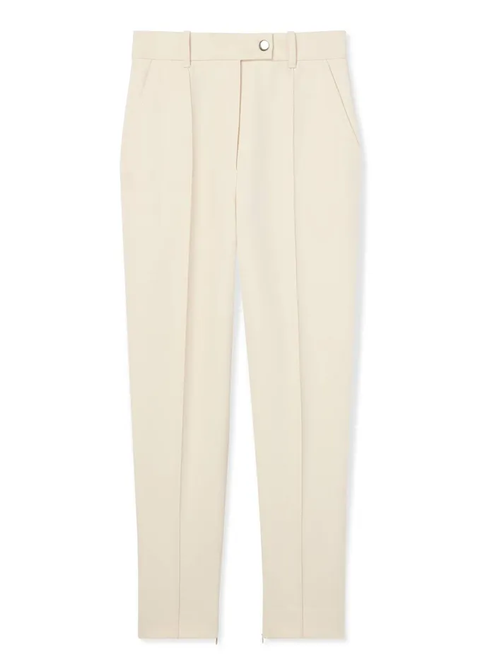 Women Pants St John Stretch Crepe Suiting Pant Ecru