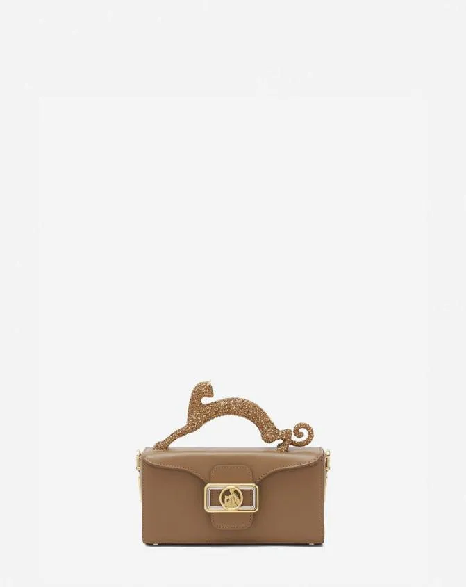 Women Pencil Lanvin Nano Pencil Cat Bag In Leather And Rhinestone Desert