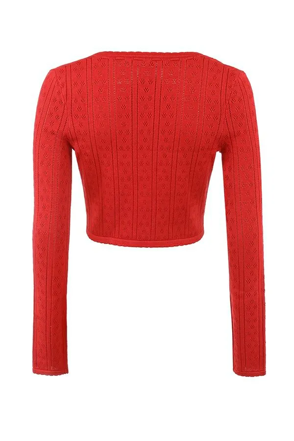 Women Perla Cherry Ribbed Knit Top House Of CB Tops