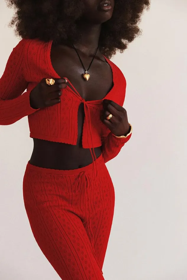 Women Perla Cherry Ribbed Knit Top House Of CB Tops