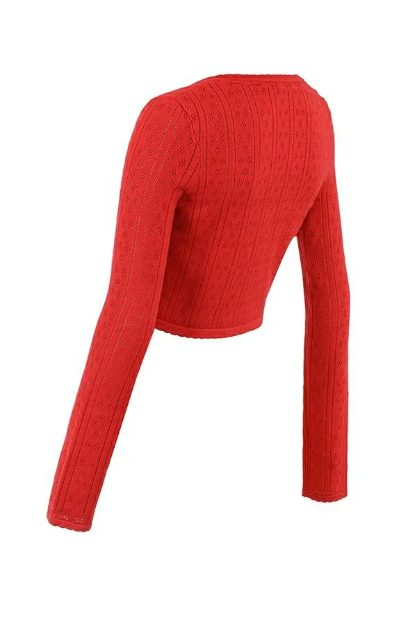 Women Perla Cherry Ribbed Knit Top House Of CB Tops