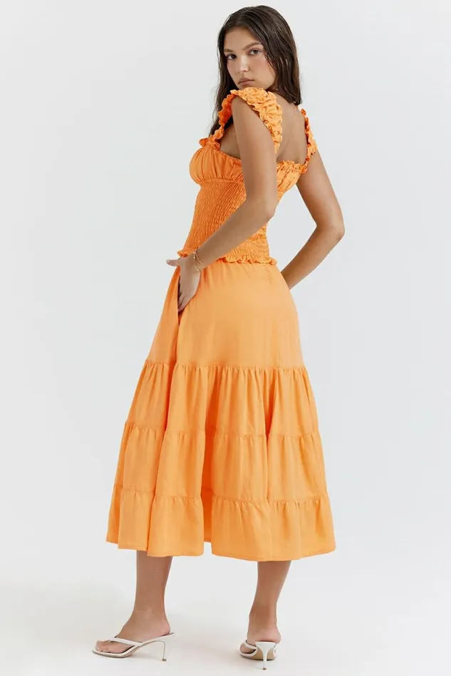 Women Phedra Tangerine Shirred Sundress House Of CB Dresses