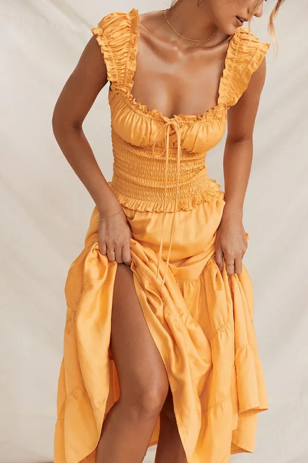 Women Phedra Tangerine Shirred Sundress House Of CB Dresses