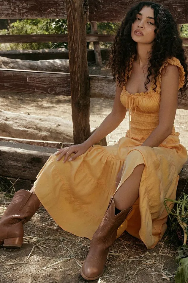 Women Phedra Tangerine Shirred Sundress House Of CB Dresses
