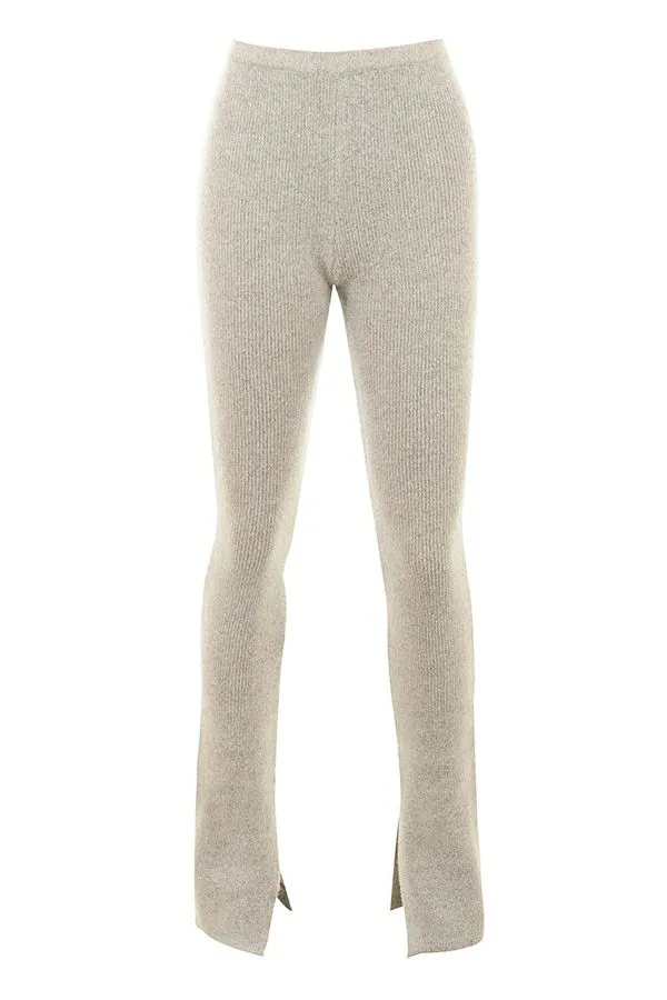 Women Raven Oatmeal Ribbed Knit Flared Trousers House Of CB Bottoms Women Raven Oatmeal Ribbed Knit Flared Trousers House Of CB Bottoms
