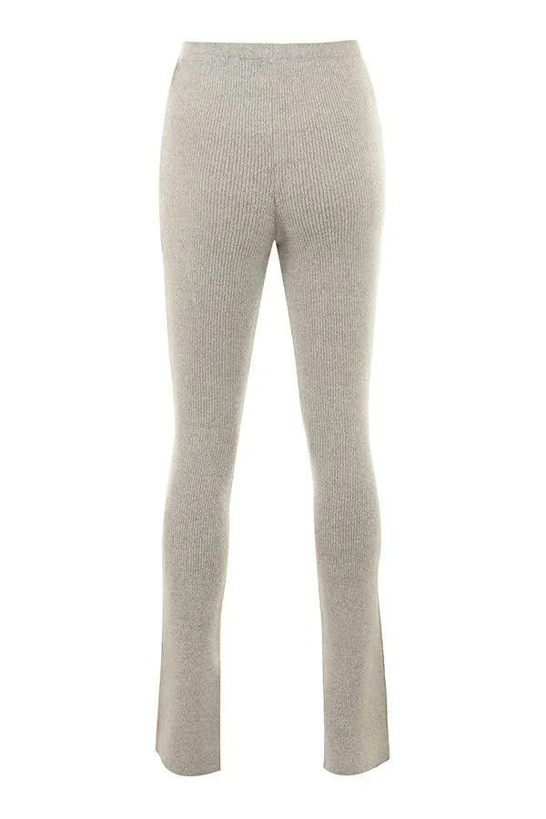 Women Raven Oatmeal Ribbed Knit Flared Trousers House Of CB Bottoms Women Raven Oatmeal Ribbed Knit Flared Trousers House Of CB Bottoms