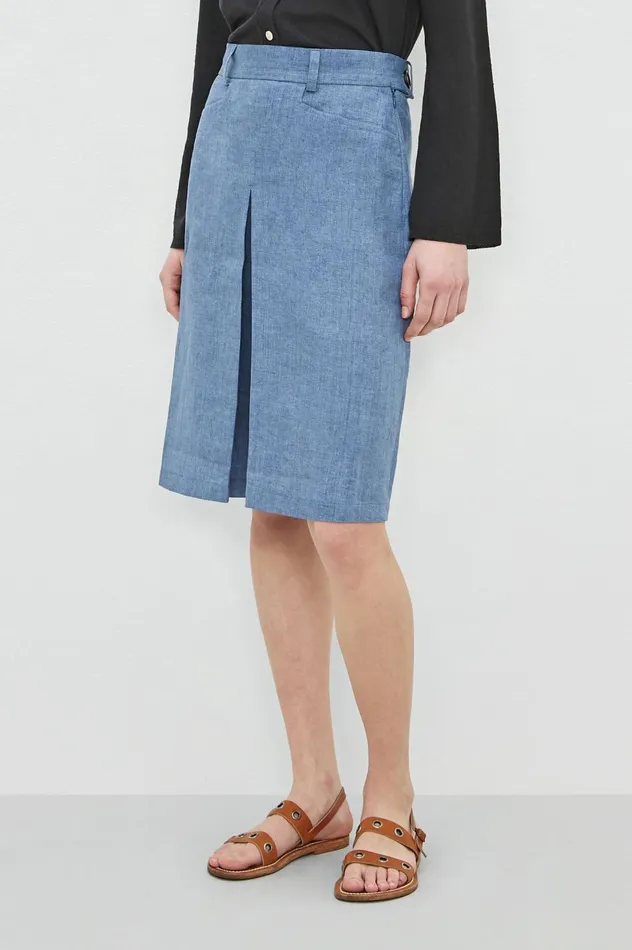 Women REGINA 8211 Dlav Flared Linen Midi Skirt 8211 Marine Massimo Alba Dresses and Skirts Women REGINA 8211 Dlav Flared Linen Midi Skirt 8211 Marine Massimo Alba Dresses and Skirts
