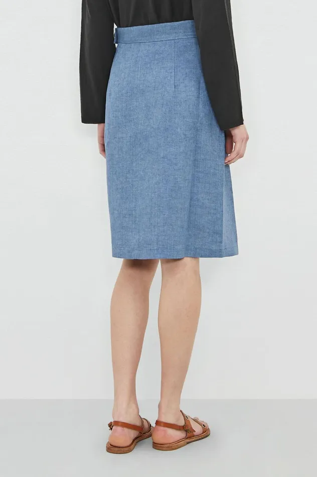 Women REGINA 8211 Dlav Flared Linen Midi Skirt 8211 Marine Massimo Alba Dresses and Skirts Women REGINA 8211 Dlav Flared Linen Midi Skirt 8211 Marine Massimo Alba Dresses and Skirts
