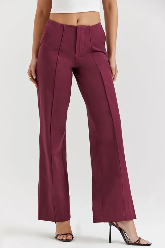 Women Rivi Wine Straight Leg Trousers House Of CB Bottoms Women Rivi Wine Straight Leg Trousers House Of CB Bottoms